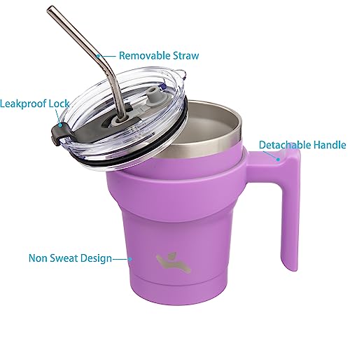 Konokyo Insulated 10 oz Tumbler with Handle & Straw - Lavender