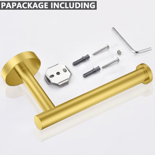 WOOPHEN Toilet Paper Holder, 6-Inch Modern Stainless Steel Roll Dispenser - Gold
