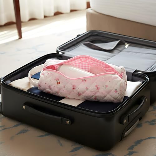 Pink Quilted Hair Tool Travel Bag for Hair Dryer and Curling Iron