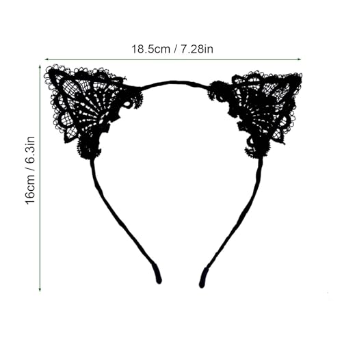 WLLHYF Black Lace Cat Ear Headband 2 Pcs Costume Hair Accessory