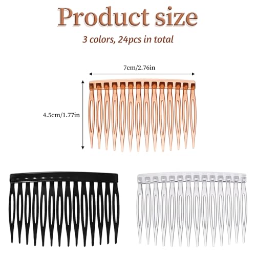 Vin Beauty 24 Pcs Plastic Hair Side Combs 14-Tooth French Twist Combs
