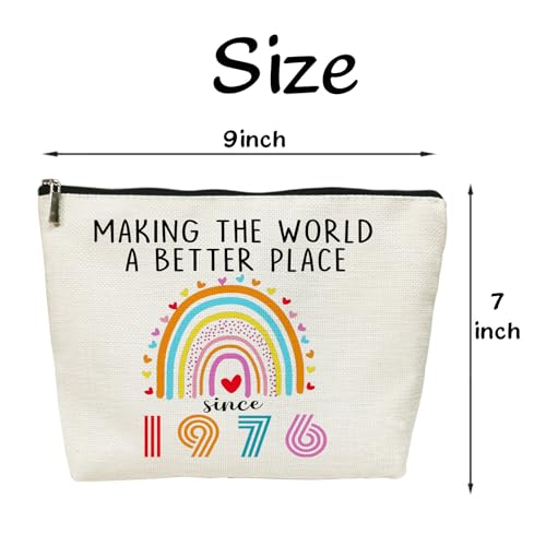 50th Birthday Makeup Bag for Women 1976 Waterproof Cosmetic Pouch