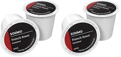 Solimo French Roast Coffee Pods - Dark Roast, 100 Count Pack of 2, Compatible with Keurig 2.0