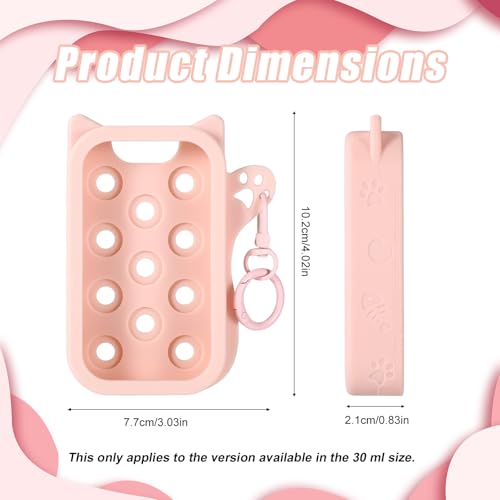 Silicone Case for Touchland Hand Sanitizer Spray Pink Cute Cat Cover with Keychain