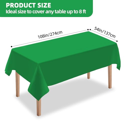 Disposable Green Plastic Tablecloths 54 x 108 Inches - Pack of 2