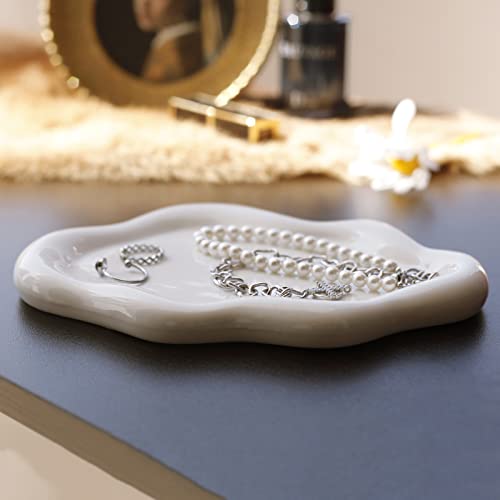 Cloud Jewelry Tray - White Ceramic Trinket Dish for Rings & Vanity
