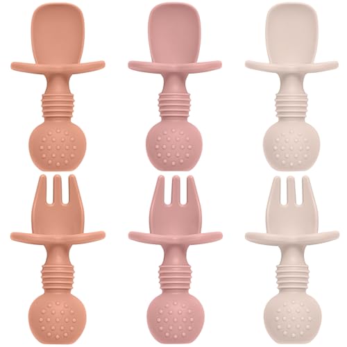Silicone Baby Feeding Set - 6 Spoons & Forks for Self Feeding