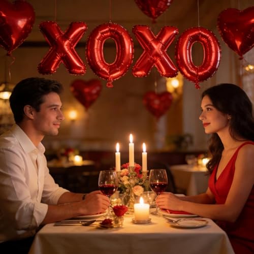 6-Pack XOXO Red Heart & Letter Balloons for Valentine's Day