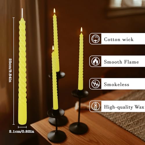 Yellow Spiral Taper Candles 12 Pack 10 Inch Unscented - ECLHTLNY Variation