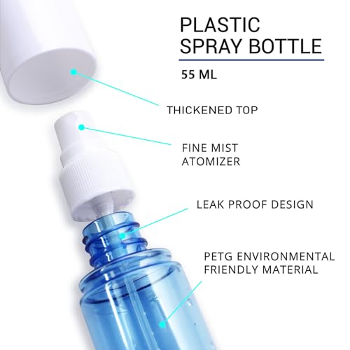 YOCASII 3PCS Mini Travel Spray Bottles, 1.9oz Clear Leak-Proof Atomizers