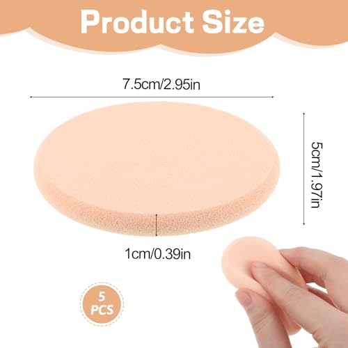 Tweruna Flat Makeup Sponge Oval Cushion Puffs for Foundation 5 Pack