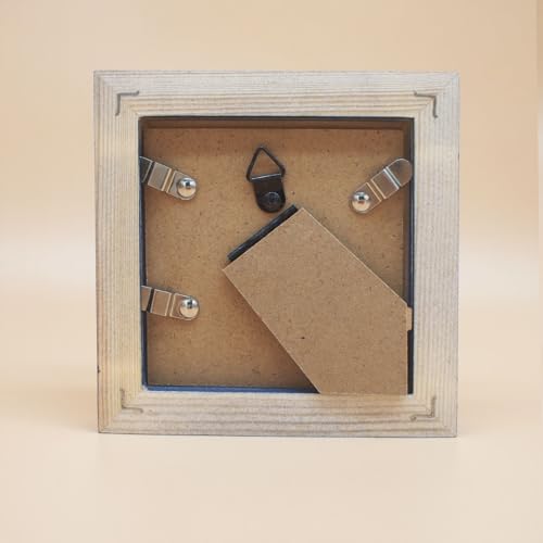 3x3 Picture Frame - Solid Wood Photo Frame for Tabletop or Wall Mount, Blue