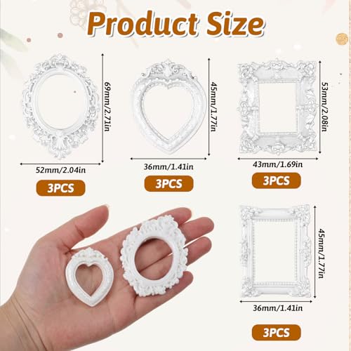 12 Pcs Mini Vintage Picture Frames Small Baroque Resin Gold Frames