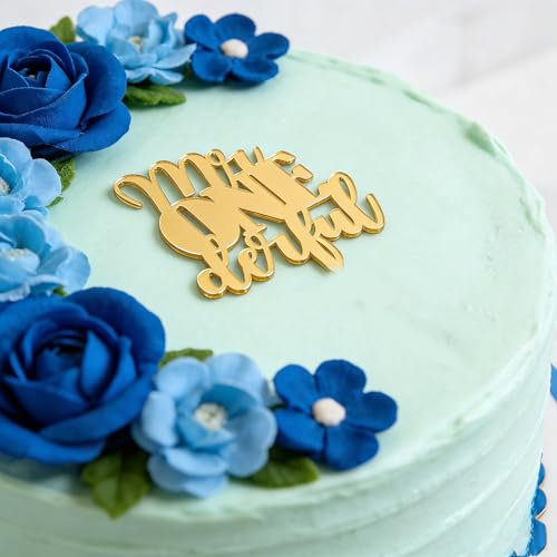 Mr. Onederful Gold Acrylic Cake Topper for Boys' 1st Birthday