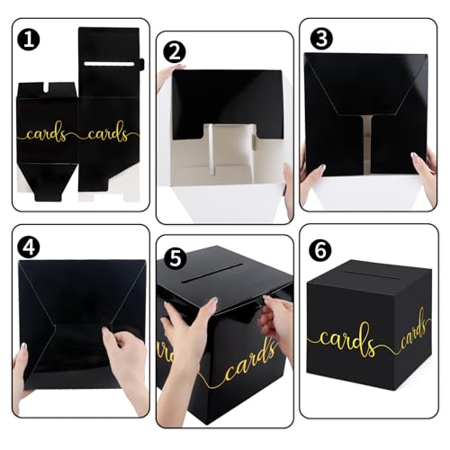 Adecortalk 9'' Black Wedding Card Box with Gold Foil Design