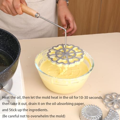 Wood 2-Piece Rosette Maker with 4.5-Inch Mold and Handle - Baking Tools