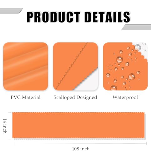 Orange Scalloped Plastic Table Runner - 6 Pcs Disposable 14x108 Inch for Wedding Party
