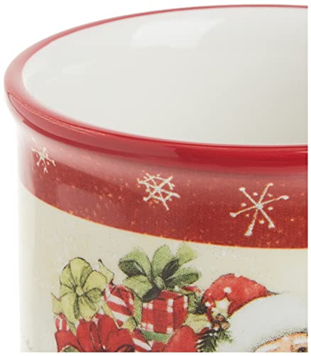 Holiday Wishes Mug Set of 4 - 18 oz Christmas Coffee Cups with Santa & Sentiments