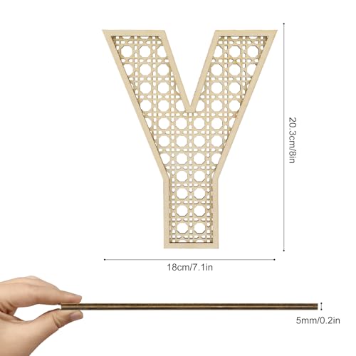 Wooden Rattan Letter Y - 8 Inch Boho Nursery Decor