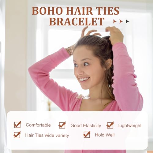 KIEGMIA Boho Hair Ties 20 PCS - No Damage Elastic Ponytail Holders