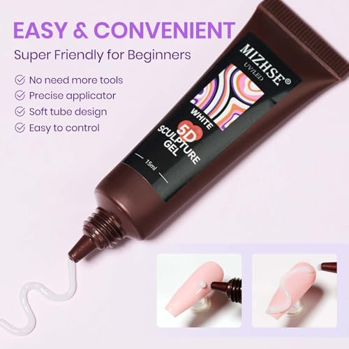 MIZHSE 3D Nail Sculpting Gel - 15ml Milky White Carving Molding Gel