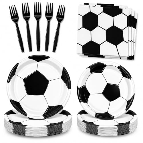 96-Piece Soccer Party Supplies Set - Disposable Tableware for 24 Guests