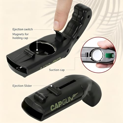 Black Cap Gun Bottle Opener - Fun Shooting Gadget for Parties