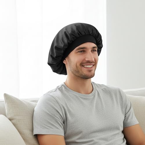 Sibba 2 Pcs Satin Sleep Bonnet for Curly Hair Locs and Braids