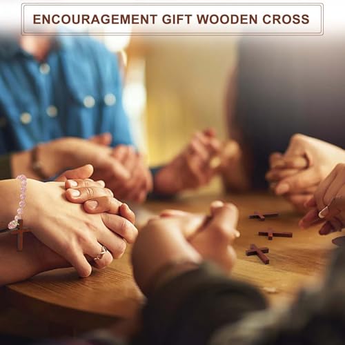 Yomirduy 50 Pack Wooden Crosses for Crafts - Small Keychains & Pendants