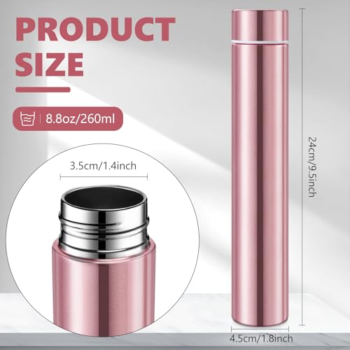 Vesici Rose Gold Slim Stainless Steel Water Bottle 8.8 oz - Insulated Design for Travel