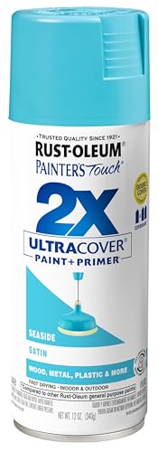 Rust-Oleum Painter's Touch 2X Ultra Cover Spray Paint Satin Seaside 12 oz - Durable Interior & Exterior Finish