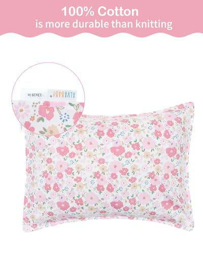 ALVABABY Toddler Pillowcases Pink Floral Pack of 2 - Fits 12x16 & 13x18 Inches