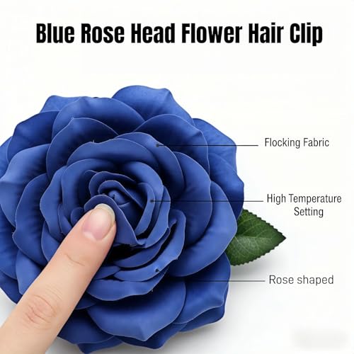 Royal Blue Rose Hair Clip and Brooch 2-in-1 Fabric Flower Pin