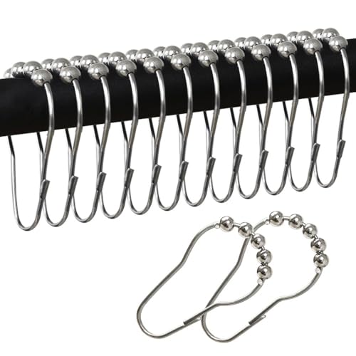Careyoungs GGM101YY Stainless Steel Shower Curtain Hooks 12 Pack Rustproof & Decorative
