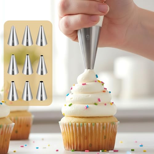 9-Piece Stainless Steel Piping Tips Set for Cake Decorating