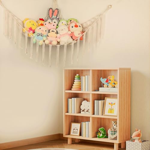 Large Cotton Stuffed Animal Hammock for Corner Storage - Boho Kids Organizer