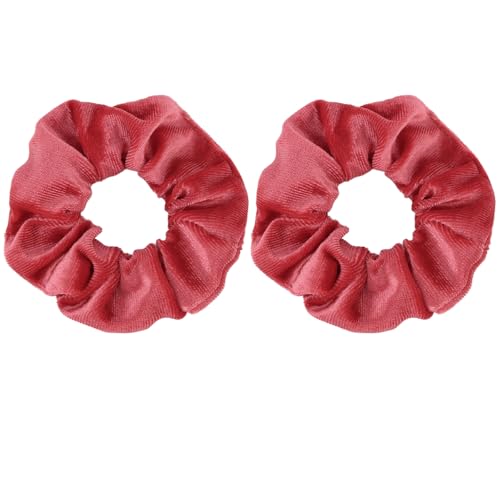 Red Velvet Hair Scrunchies 2-Pack Soft Elastic Ponytail Holders for Women