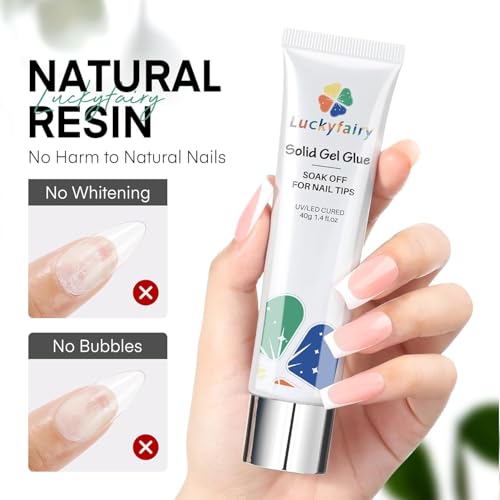 Luckyfairy 40ml Solid Gel Nail Glue for Press On Acrylic Nails
