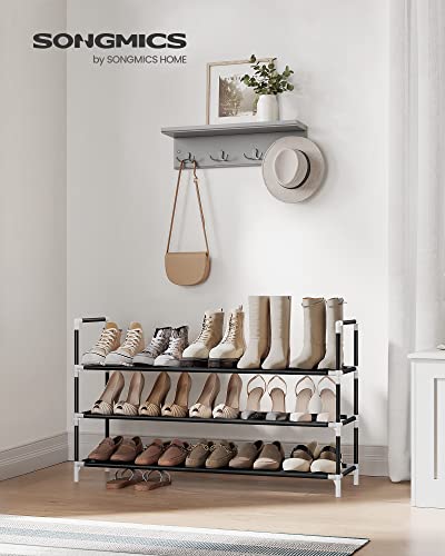 SONGMICS 3-Tier Shoe Rack, 38.8-Inch Wide Entryway Shoe Storage, Black