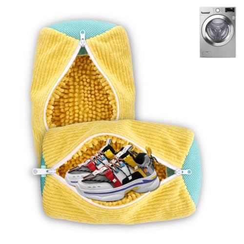 2-Pack Reusable Shoe Washing Machine Bags with Zipper for Sneakers