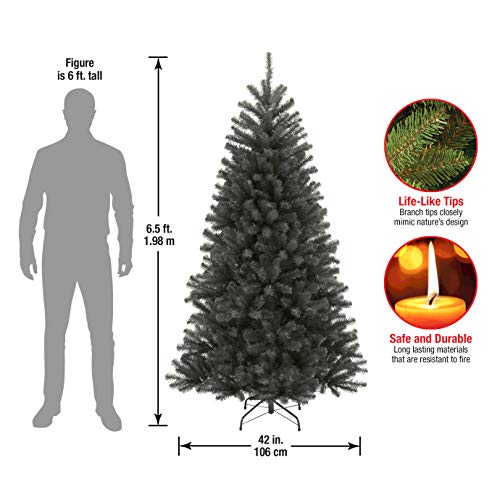 Unlit 6.5ft Black Christmas Tree - North Valley Spruce, Full Artificial Holiday Tree with Hinged Branches