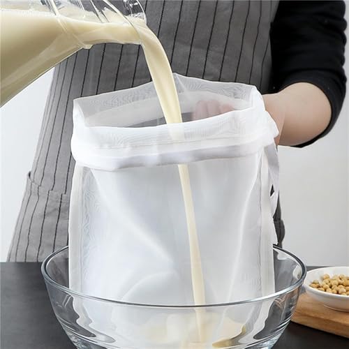 Reusable Nut Milk Bag - 200 Mesh Nylon Filter for Juice & Brewing (2pcs)