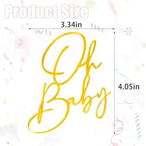 Oh Baby Gold Acrylic Cake Topper for Baby Shower and Gender Reveal