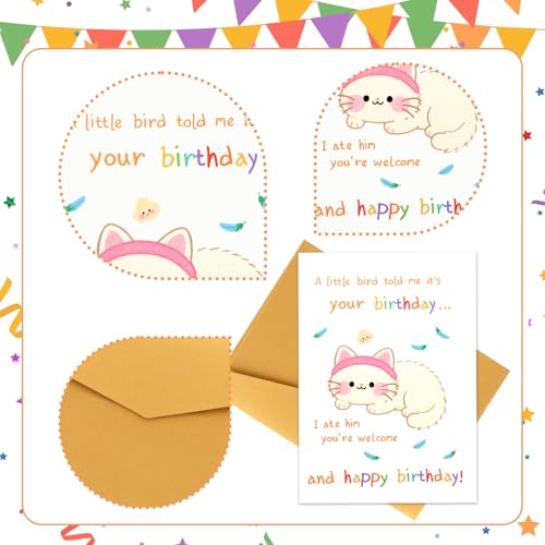 Funny White Cat Birthday Card for Cat Lovers | Cute Greeting Card