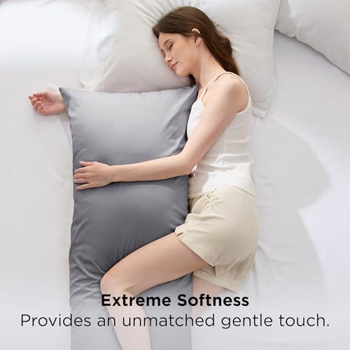 Bedsure Bamboo Body Pillowcase, 20" x 54", Silver Grey