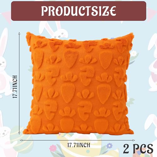 Easter Carrot Pillow Covers Set of 2 - 18x18 Inch Holiday Decor