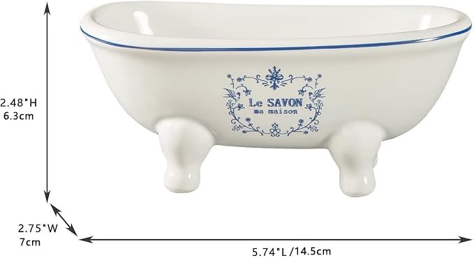 Aqua Eden Mini Ceramic Clawfoot Soap Dish - Vintage 5.7"