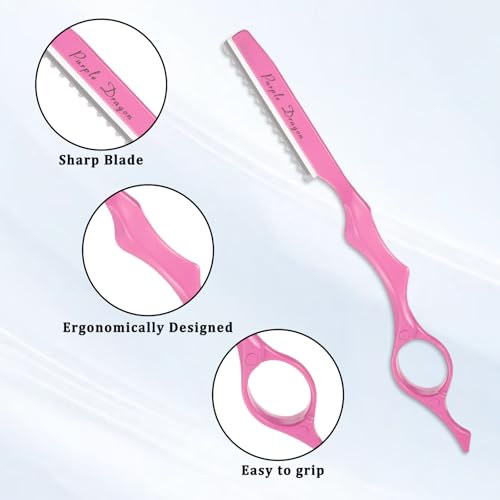 Dimioaoa Hair Thinning Razor Kit with 10 Blades Pink 6.89 Inch