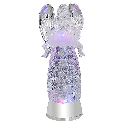 Prayer Angel Snow Globe Lantern with Color Changing LED - 11 Inch - Includes Timer