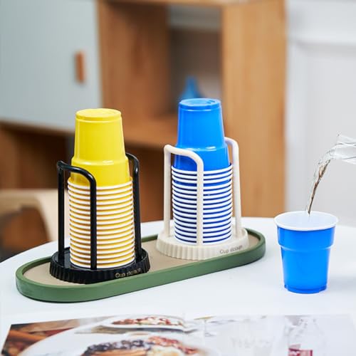 Bathroom Cup Dispenser - 2-Pack Plastic Holder for 3-6 oz Cups